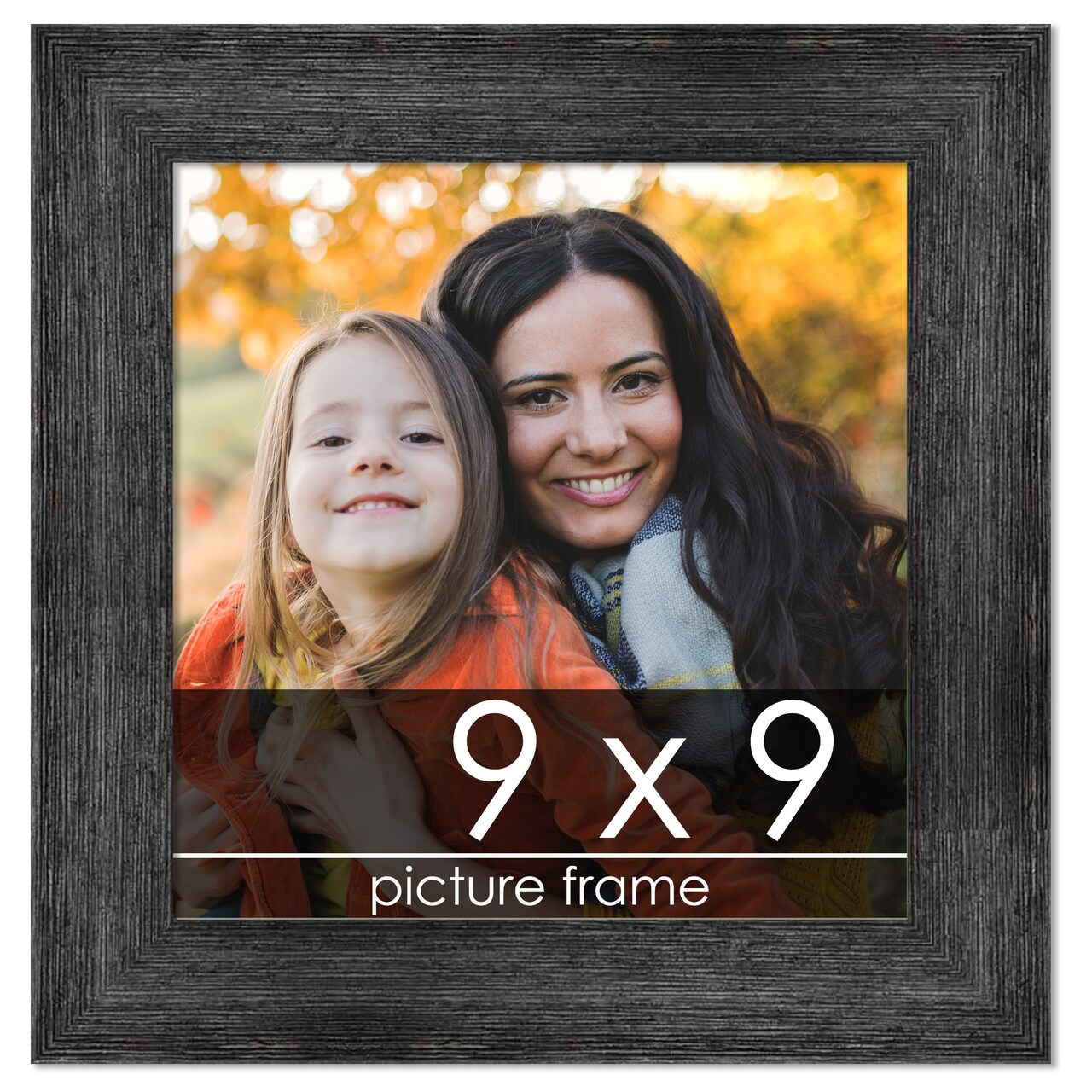 Square Contemporary Black Picture Frame - UV Acrylic, Foam Board Backing, Hanging Hardware